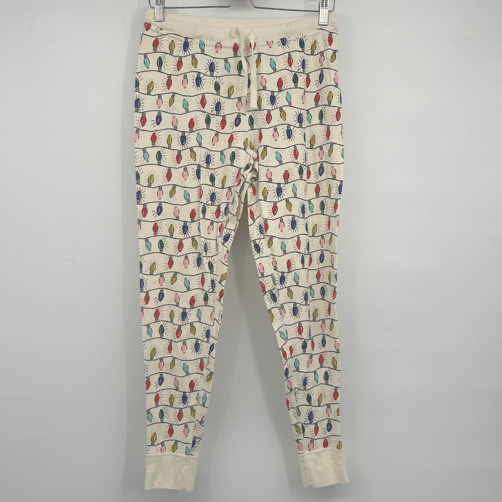 Hanna Andersson Womens Organic Cotton Holiday Christmas Lights Pajama Joggers M